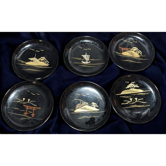 Vintage Japanese Hand Painted Coasters (6) - Picture 1 of 12